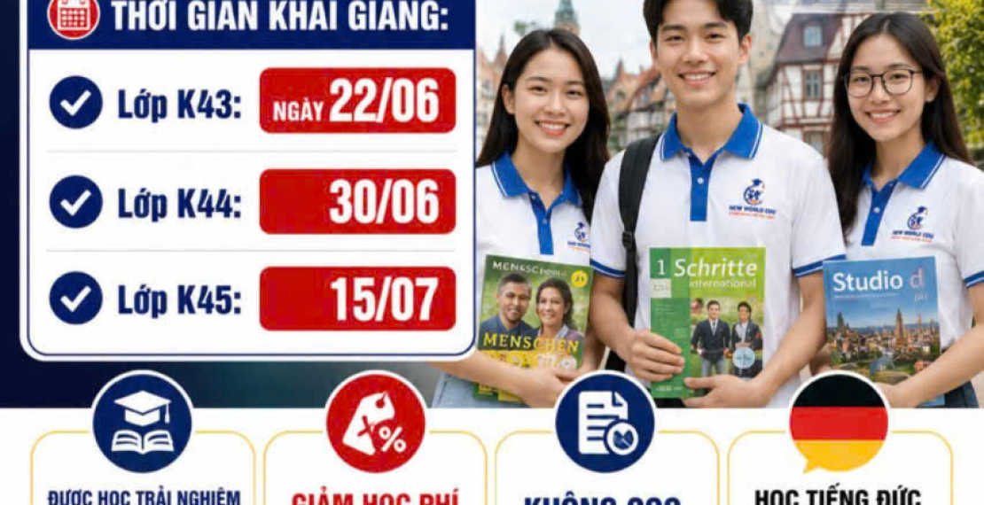 TRUNG TÂM ĐỨC NGỮ VÀ TTDH NEW WORLD EDU LIÊN TỤC TUYỂN SINH KHAI GIẢNG CÁC LỚP TIẾNG ĐỨC