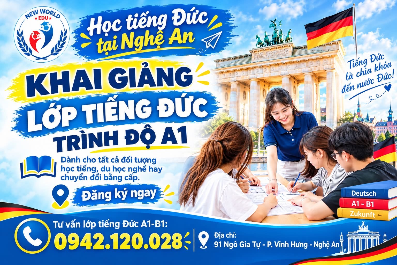 TUYỂN SINH CÁC LỚP TIẾNG ĐỨC A1–B1